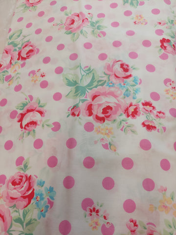 Flower Sugar cotton fabric by Lecien 31268-20 Polka Dots and Roses on white