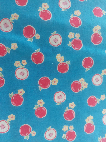 Flower Sugar cotton fabric by Lecien 30970-77 Apples on blue