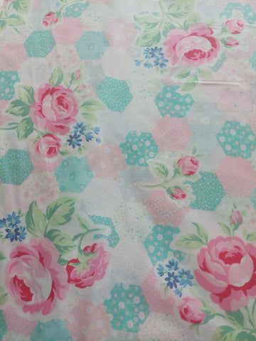 Flower Sugar cotton fabric by Lecien 31128-20 Roses hexi pattern