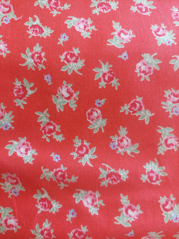 Flower Sugar cotton fabric by Lecien 31131-30 Roses on red