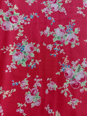 Flower Sugar cotton fabric by Lecien 31130-30 Roses on Red