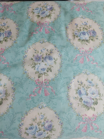 Rococo and Sweet fabric by Lecien 31054-70 Cameos of Roses on Blue