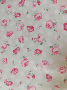 Princess Rose fabric by Lecien 30277-60 green dot