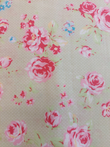 Antique Flower In Pastel by Lecien Cotton Fabric 31421-60 Roses on Green
