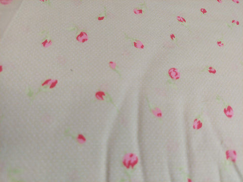 Antique Flower In Pastel by Lecien Cotton Fabric 31423-60 Rosebuds on Green