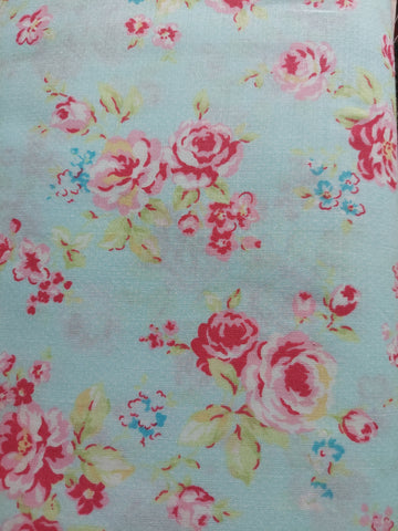 Antique Flower In Pastel by Lecien Cotton Fabric 31421-70 Roses on Blue