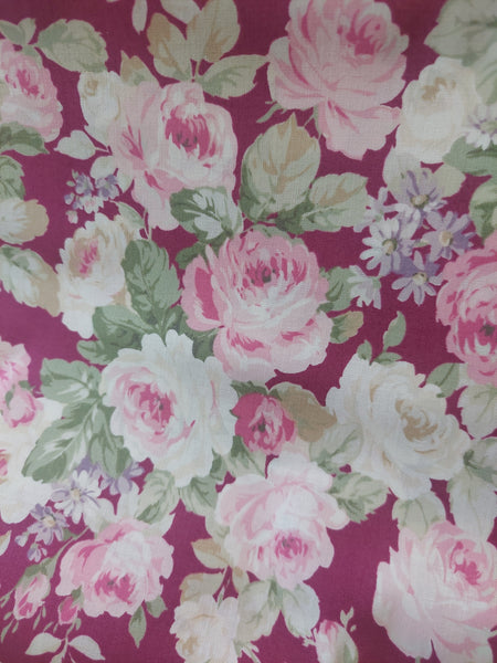RuRu Bouquet cotton fabric by Quilt Gate Ru2420-11E Dark Pink Roses on Pink
