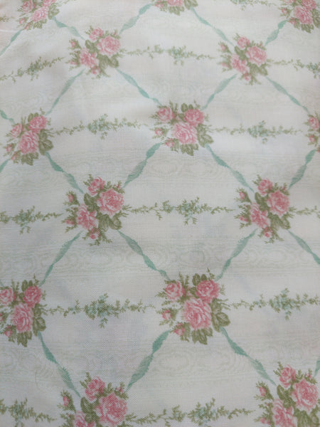 Yuwa cotton fabric Roses and Ribbons on Cream YWP819855A