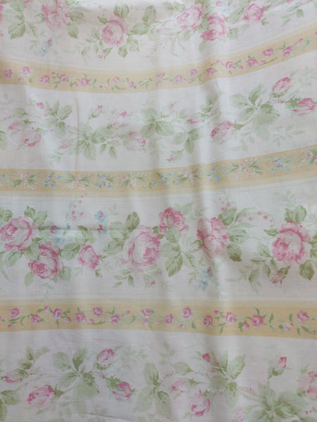 Yuwa cotton fabric yellow stripe with roses HH812948C