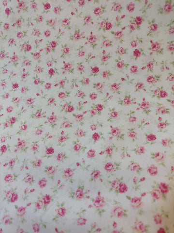 (Copy) RuRu Bouquet cotton fabric by Quilt Gate Ru2420-14C Small Pink Roses on Blue