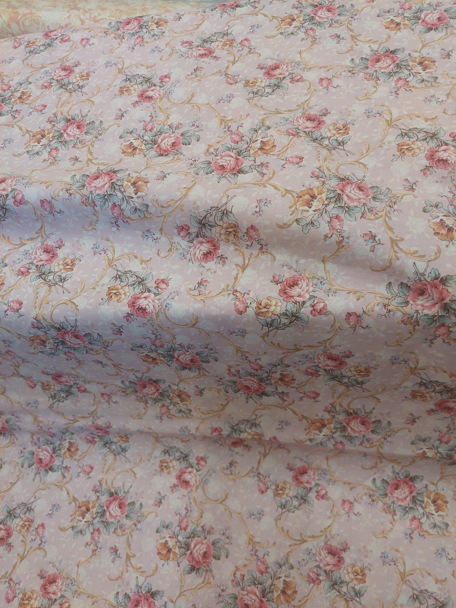 Mary Rose cotton fabric by Quilt Gate MR2030-12B Floral on lilac pink
