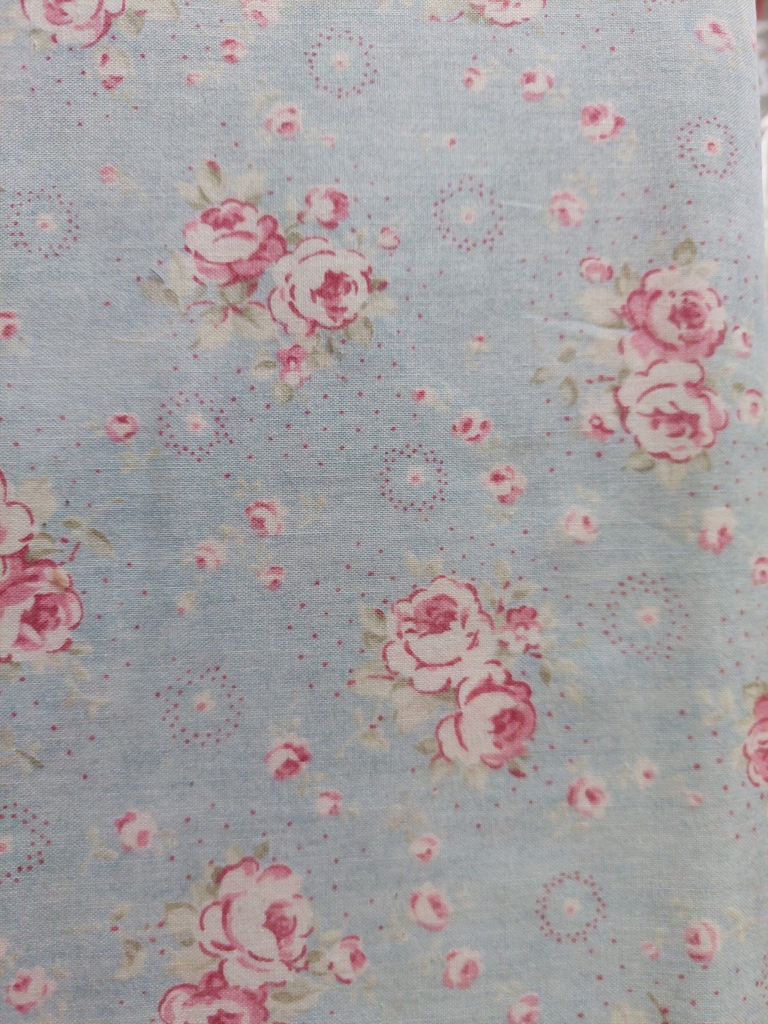 Durham cotton fabric by Lecien 9621B Roses on Light Blue
