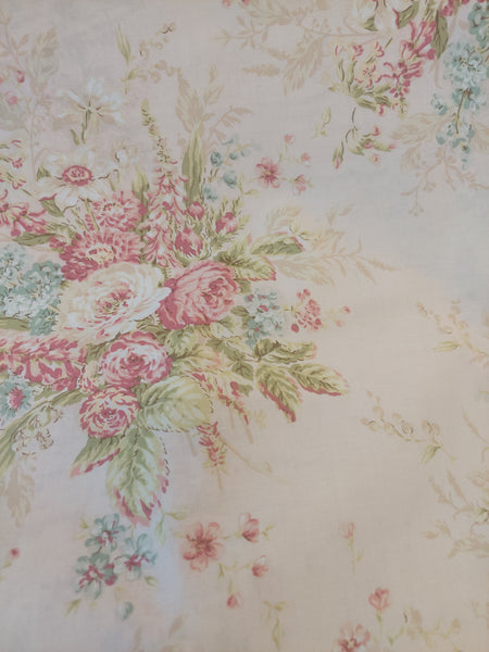 Jessica Cotton Fabric by Quilt Gate MR2130-11B Roses on Pale Pink