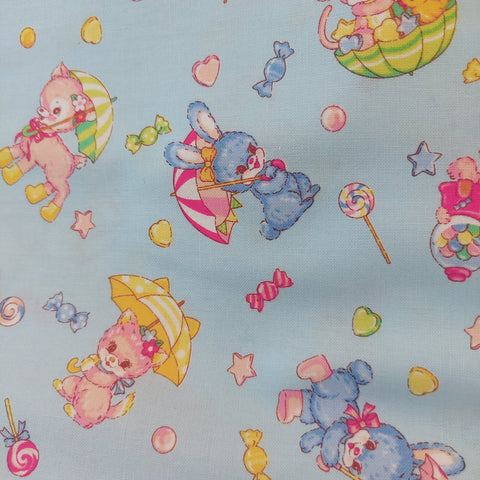 Vintage baby animals on pink cotton fabric by Cosmo AP05408-1C