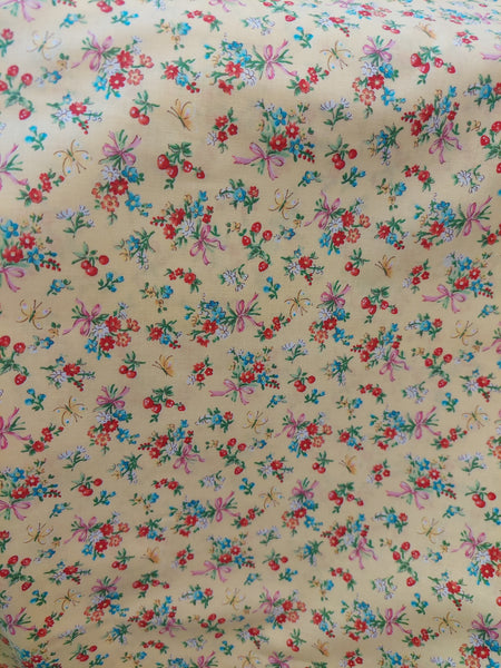 Kawaii and Friends Little World LW2020-14B Cotton Fabric by Quilt Gate Flowers on bright yellow