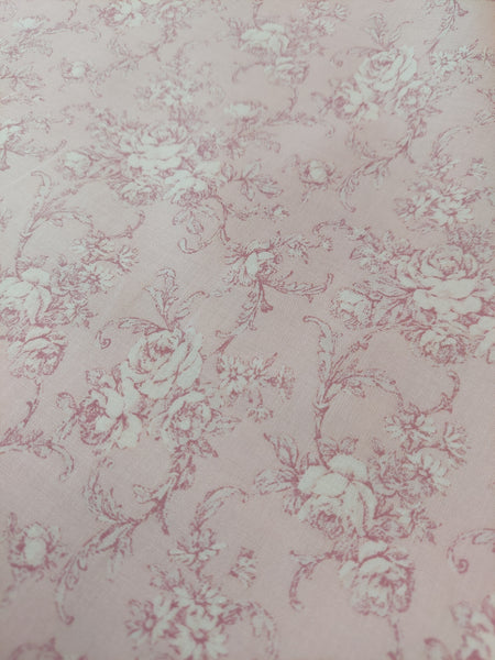 RuRu Bouquet cotton fabric by Quilt Gate Ru2420-15B Pink Rose Toile