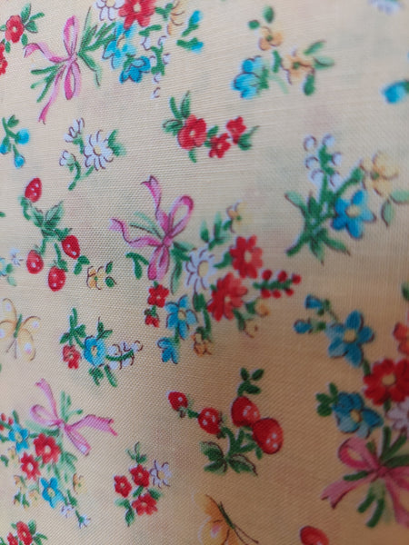 Kawaii and Friends Little World LW2020-14B Cotton Fabric by Quilt Gate Flowers on bright yellow