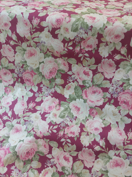 RuRu Bouquet cotton fabric by Quilt Gate Ru2420-11E Dark Pink Roses on Pink