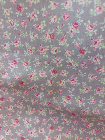 RuRu Bouquet cotton fabric by Quilt Gate Ru2420-14D Small Pink Roses on Purple