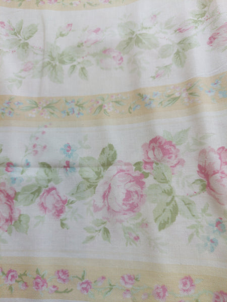 Yuwa cotton fabric yellow stripe with roses HH812948C