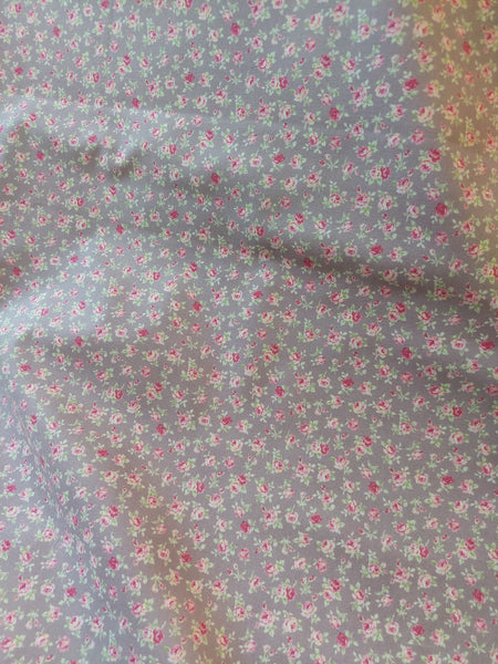 RuRu Bouquet cotton fabric by Quilt Gate Ru2420-14D Small Pink Roses on Purple