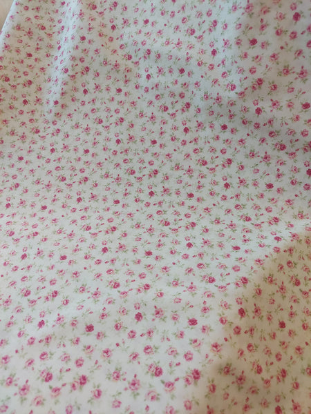 (Copy) RuRu Bouquet cotton fabric by Quilt Gate Ru2420-14C Small Pink Roses on Blue