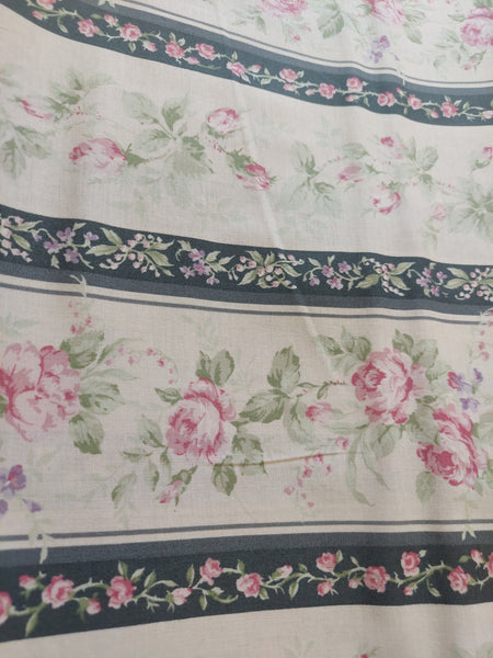 Yuwa cotton fabric Black Stripe with Roses HH812948E