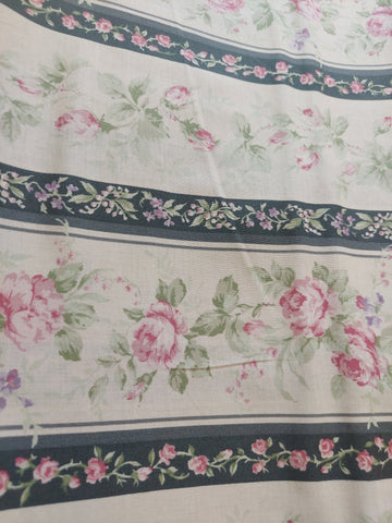 Yuwa cotton fabric Black Stripe with Roses HH812948E