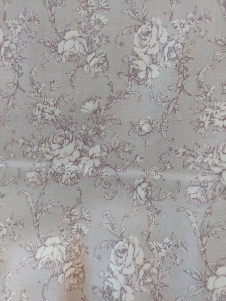 RuRu Bouquet cotton fabric by Quilt Gate Ru2420-15D Gray/Lavender Rose Toile