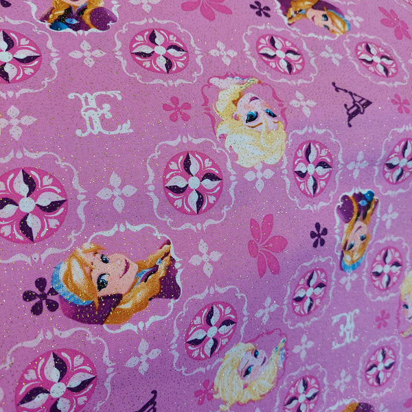 Disney cotton fabric by Springs Creative CP51872 Elsa and Ana Glittered Fabric