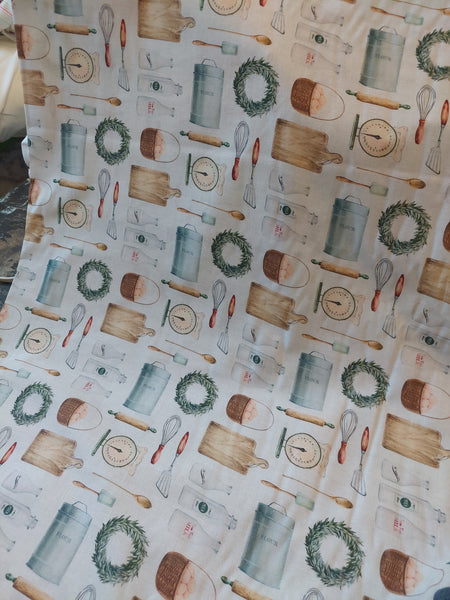 Tossed Flour, Eggs and Milk cotton fabric by Springs Creative CP75791 on White