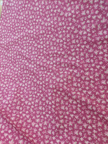 RuRu Bouquet cotton fabric by Quilt Gate Ru2420-14E Small Pink Roses on Dark Pink