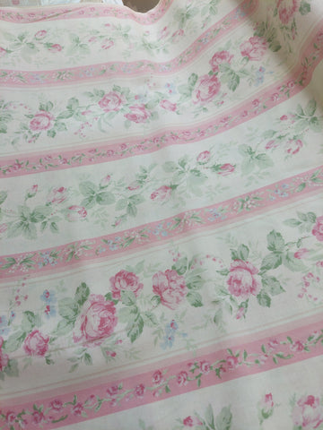 Yuwa cotton fabric Medium Pink stripe with roses HH812948B
