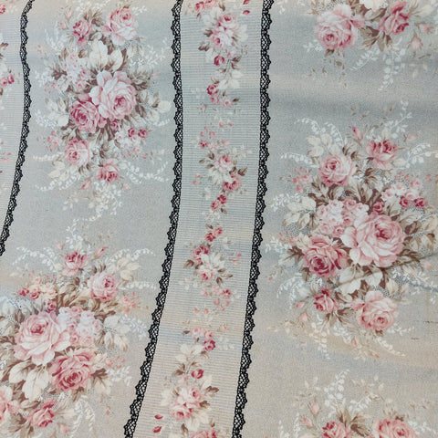 Classic Rose cotton fabric by Quilt Gate MR2060-12E Background is gray