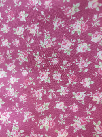 RuRu Bouquet cotton fabric by Quilt Gate Ru2420-14E Small Pink Roses on Dark Pink