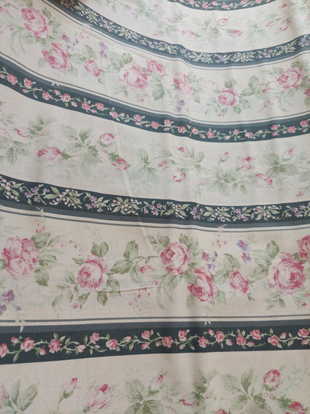 Yuwa cotton fabric Black Stripe with Roses HH812948E