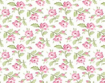 Symphony Rose 25377-PIN Cotton Fabric Pink Floral Rose Red Rooster