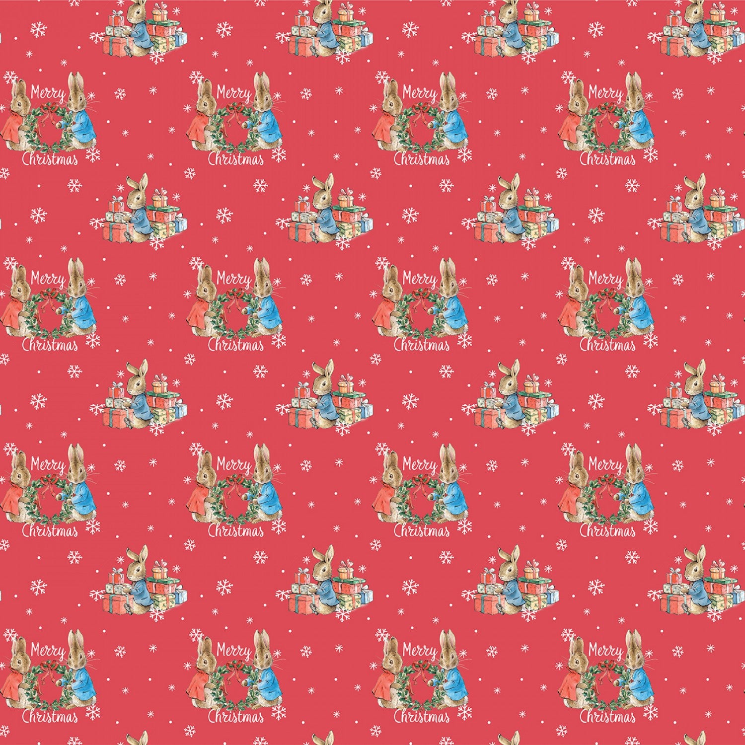 Peter Rabbit Christmas Traditions by The Craft Cotton Company 2802C-01 Rabbits on Red