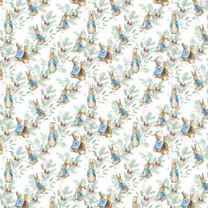 Peter Rabbit Christmas Traditions by The Craft Cotton Company 2802C-02 Rabbits on White