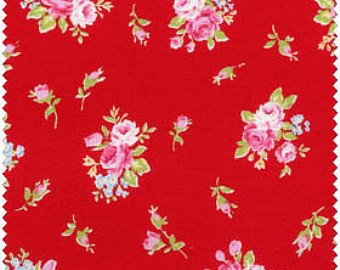 Flower Sugar cotton fabric by Lecien 30363-30 Roses on Red