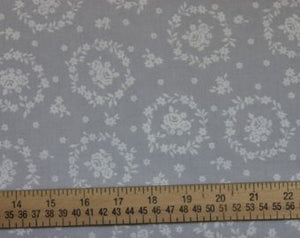 Flower Sugar cotton fabric by Lecien 30367-90 Wreaths on Gray