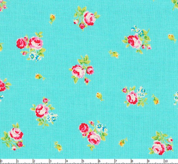 Flower Sugar cotton fabric by Lecien 30750-70 Roses on Blue
