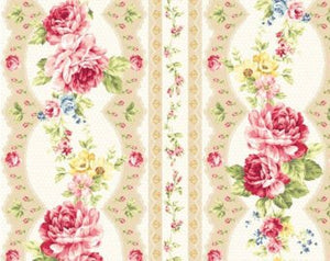 Kilala Elegant Roses KY201205-15A cotton Fabric Rose Stripe