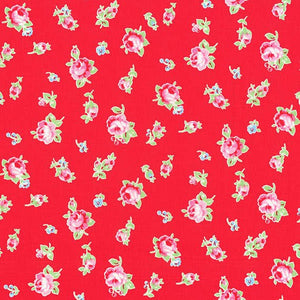 Flower Sugar cotton fabric by Lecien 30843-30 Roses on Red