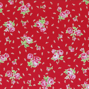 Flower Sugar cotton fabric by Lecien 30969-30 Roses on Red