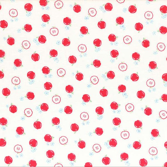 Flower Sugar cotton fabric by Lecien 30970-10 Apples on Light Cream