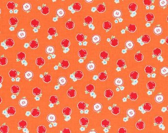 Flower Sugar cotton fabric by Lecien 30970-40 Apples on Orange