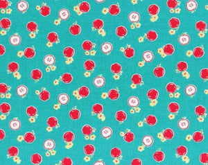 Flower Sugar cotton fabric by Lecien 30970-60 Apples on Teal