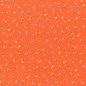 Flower Sugar cotton fabric by Lecien 30971-40 Small Rosebuds on Orange