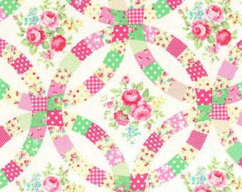 Flower Sugar cotton fabric by Lecien 31025-20 Double Wedding Ring Cream